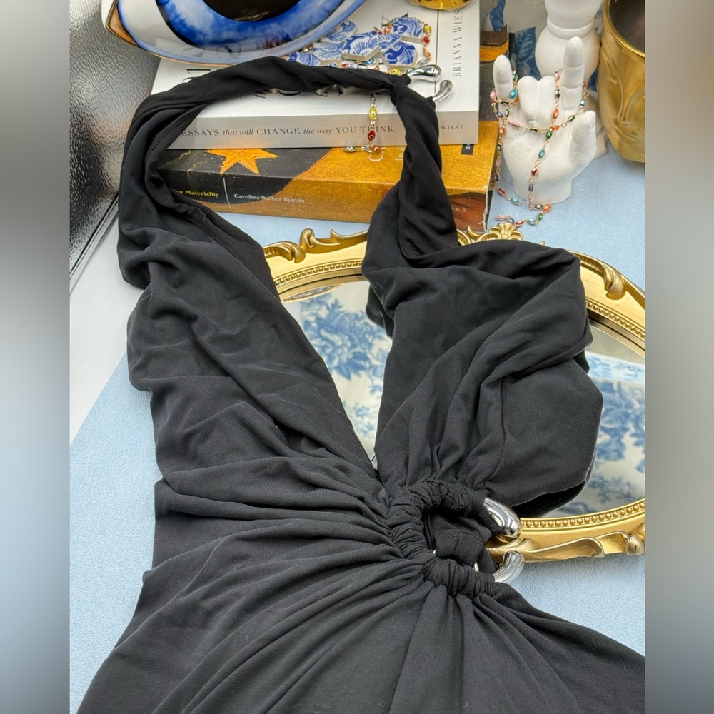 🆕 MISHA COLLECTION 🧿 NWOT The Devon Maxi Dress, Black Cupro-Jersey, Sz M US6 - Picture 14 of 16